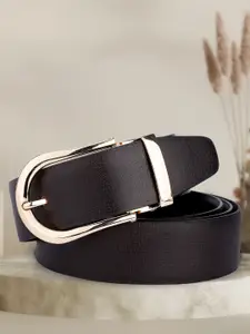 WINSOME DEAL Men Tang Closure Textured Formal Belt