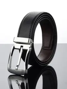 WINSOME DEAL Men Tang Closure Textured Formal Belt