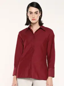 RAREISM Women Comfort Striped Spread Collar Casual Shirt