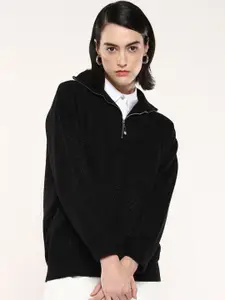 RAREISM Women Solid Mock Collar Pullover