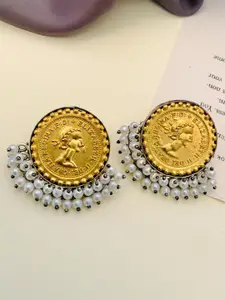 ABDESIGNS Classic Gold Plated Beaded Circular Studs Earrings