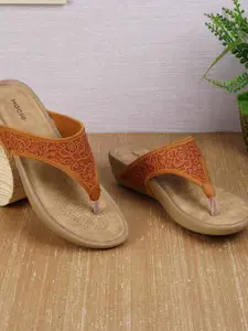 Mochi Women Open Toe Textured Fabric T-Strap Flats