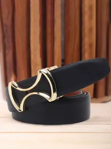 WINSOME DEAL Men Push Pin Closure Textured Formal Belt