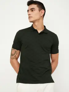 max Men Solid Polo Collar Cotton T-Shirt