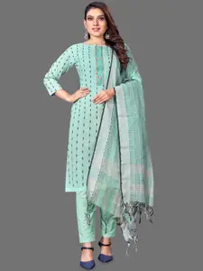 JULEE Geometric Printed Gotta Patti Unstitched Dress Material