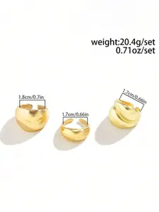 Jewels Galaxy Set Of 3 Gold Fashion Adjustable Midi Finger Rings