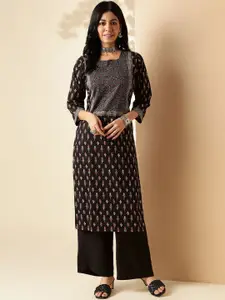 Vbuyz Women Ethnic Motifs Flared Sleeves Sequinned Floral Kurta