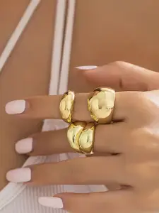 Jewels Galaxy Set Of 3 Gold Plated Midi Adjustable Finger Rings