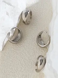 Jewels Galaxy Set Of 4 Silver Plated Midi Adjustable Finger Rings