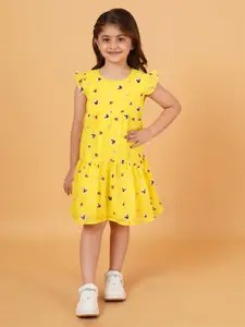 Creative Kids Polka Dot Print Flutter Sleeve A-Line Dress