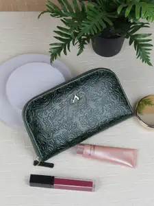 Metro Women Floral Textured Leather Zip Around Wallet