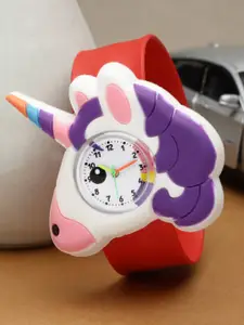 Stoln Girls Unicorn Shaped Dial Red Analog Watch
