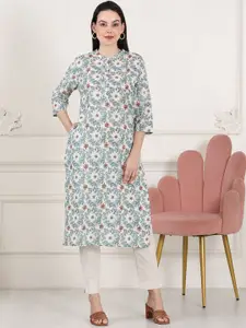 W Women Floral Printed Thread Work Kurta