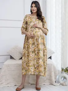 Nayo Floral Print Maternity Empire Midi Dress