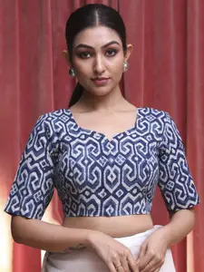 Indethnic Printed Cotton Saree Blouse