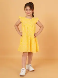 Creative Kids Floral Print Flutter Sleeve Georgette A-Line Dress