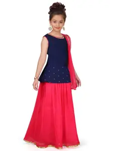 BAESD Girls Embroidered Ready to Wear Lehenga & Blouse With Dupatta