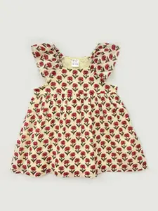 Creative Kids Polka Dot Print Flutter Sleeve Fit & Flare Dress