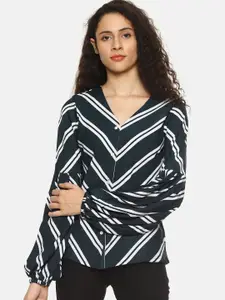 SAHORA Women Straight Opaque Striped Casual Shirt