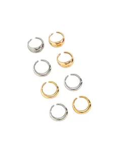 Jewels Galaxy Set Of 8 Gold-Plated & Silver-Plated Midi Adjustable Finger Rings