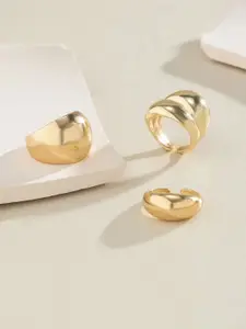 Jewels Galaxy Set Of 3 Gold-Plated Finger Ring