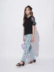 Vero Moda Girls Embellished Embellished Round Neck Top