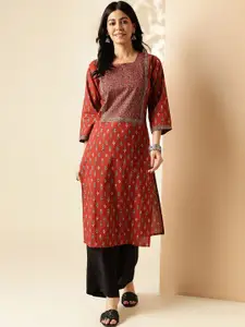 Vbuyz Women Printed Flared Sleeves Sequinned Floral Kurta