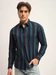 THE BEAR HOUSE Men Striped Opaque Slim Fit Casual Shirt