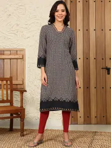 W Women Geometric Printed Flared Sleeves Kurta