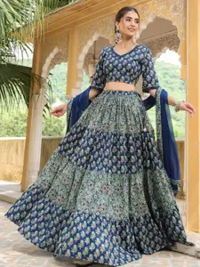 Janasya Printed Ready to Wear Lehenga & Blouse With Dupatta