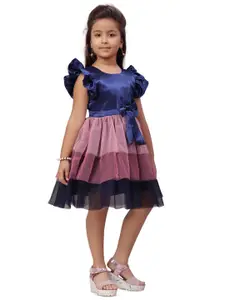 BAESD Flutter Sleeve Net Fit & Flare Dress