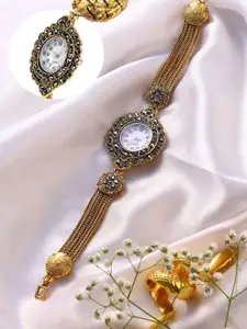 HAUTE SAUCE by  Campus Sutra HAUTE SAUCE by Campus Sutra Women Embellished Dial & Stainless Steel Bracelet Style Straps Analogue Watch