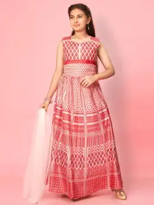 BAESD Girls Printed Ready to Wear Lehenga & Blouse With Dupatta