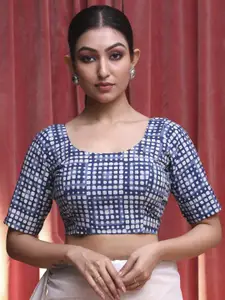 Indethnic Printed U-Neck Saree Blouse