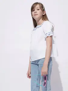 Vero Moda Girls Solid Round Neck Cotton Top