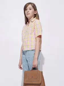 Vero Moda Girls Spread Collar Solid Cotton Casual Shirt