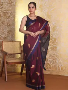 Indethnic Woven Design Zari Pure Cotton Jamdani Saree