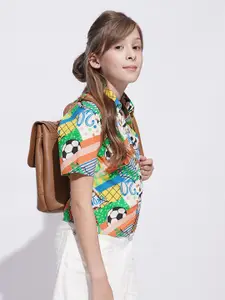 Vero Moda Girls Spread Collar Solid Cotton Casual Shirt