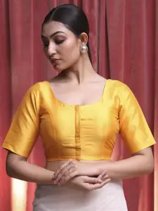 Indethnic Short Sleeves Tafeta Saree Blouse