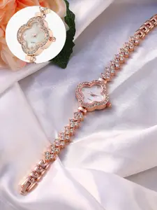 HAUTE SAUCE by  Campus Sutra HAUTE SAUCE by Campus Sutra Women Embellished Dial & Stainless Steel Bracelet Style Straps Analogue Watch