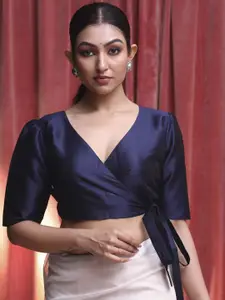 Indethnic Short Sleeve V Neck Saree Blouse