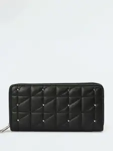 max Women Geometric PU Zip Around Wallet