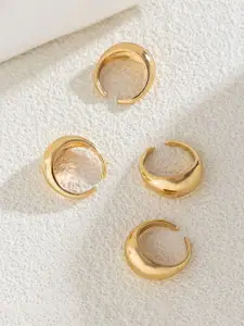 Jewels Galaxy Set Of 4 Gold Plated Midi Adjustable Finger Rings
