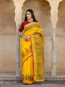 Anouk Kalamkari Zari Linen Blend Saree