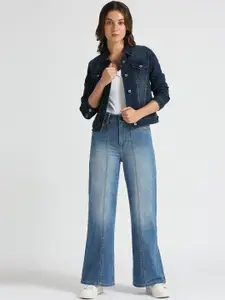 Pepe Jeans Women Wide Leg High-Rise Heavy Fade Stretchable Jeans