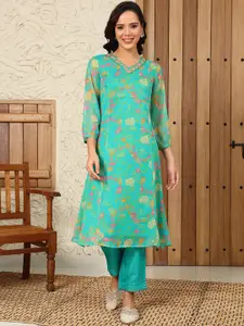 W Women Ethnic Motifs Printed Flared Sleeves Kurta