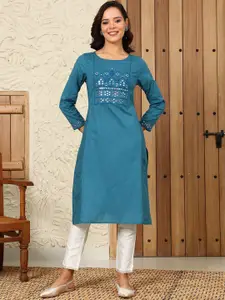 W Women Flared Sleeves Thread Work Kurta