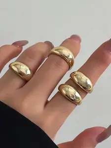 Jewels Galaxy Set Of 4 Gold Plated Midi Adjustable Finger Rings