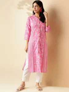 Vbuyz Women Floral Printed Thread Work Floral Kurta