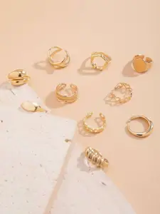 Jewels Galaxy Set Of 10 Gold-Plated Finger Ring